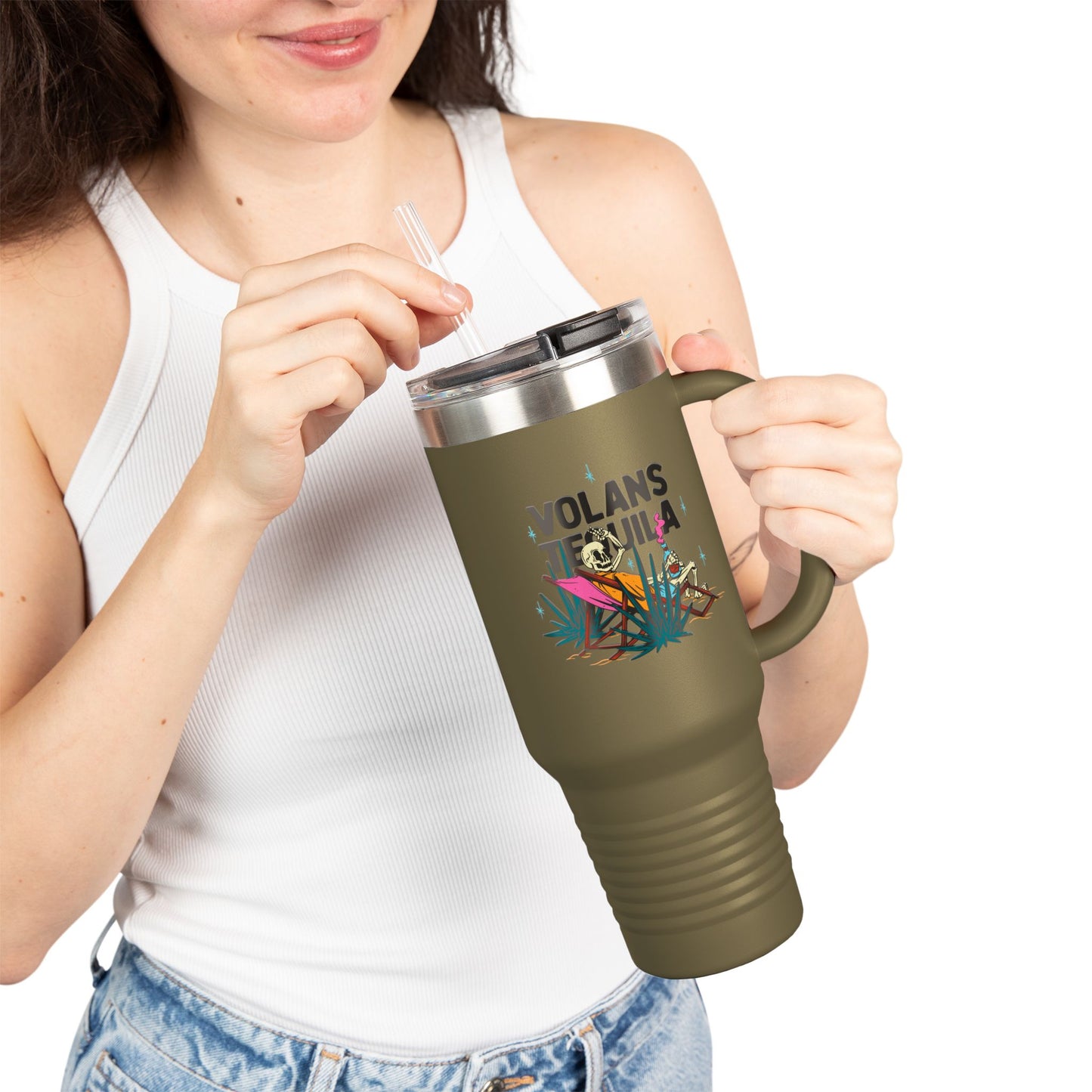 Insulated Travel Mug - Volans Tequila Design, 40oz Adventure Companion
