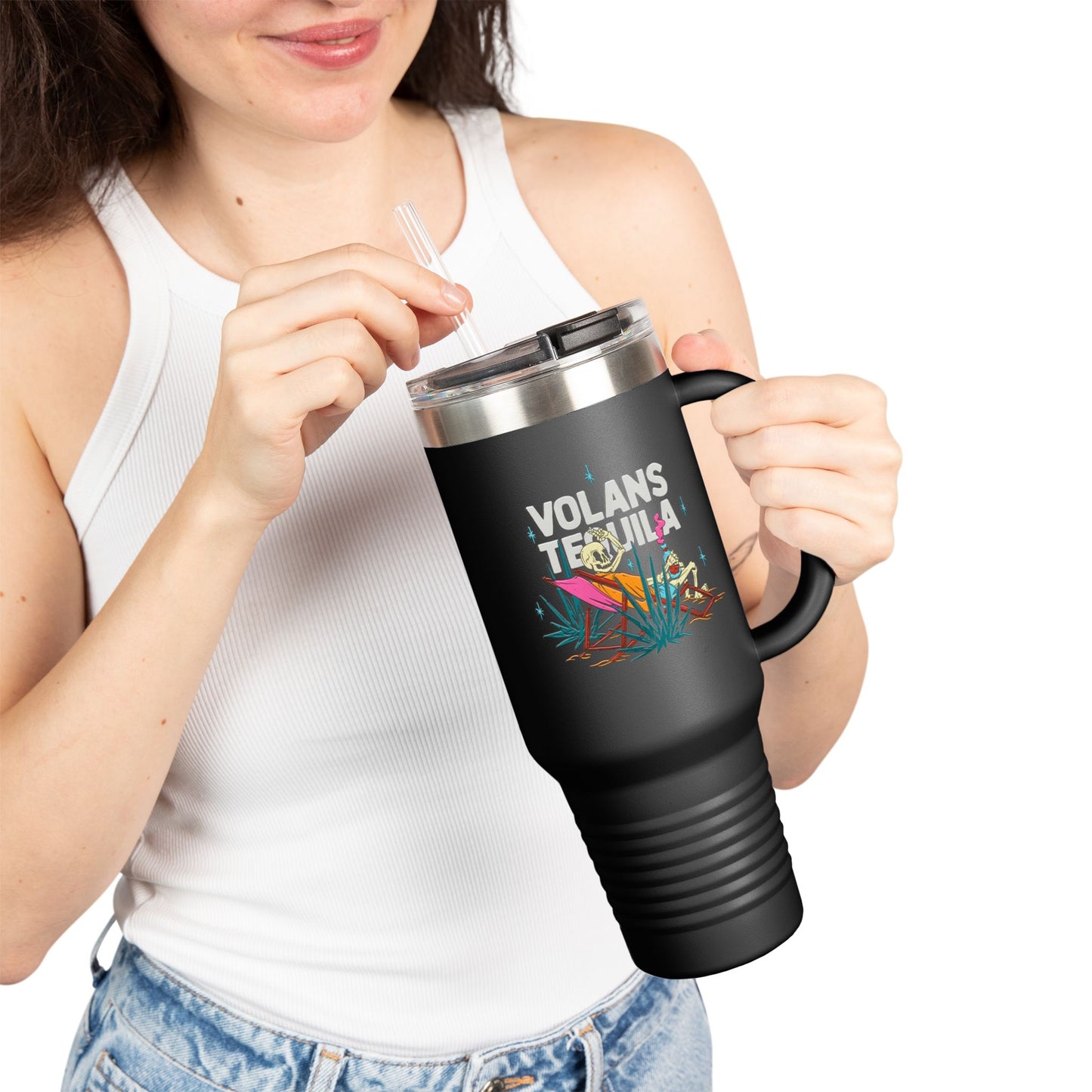 Insulated Travel Mug - Volans Tequila Design, 40oz Adventure Companion