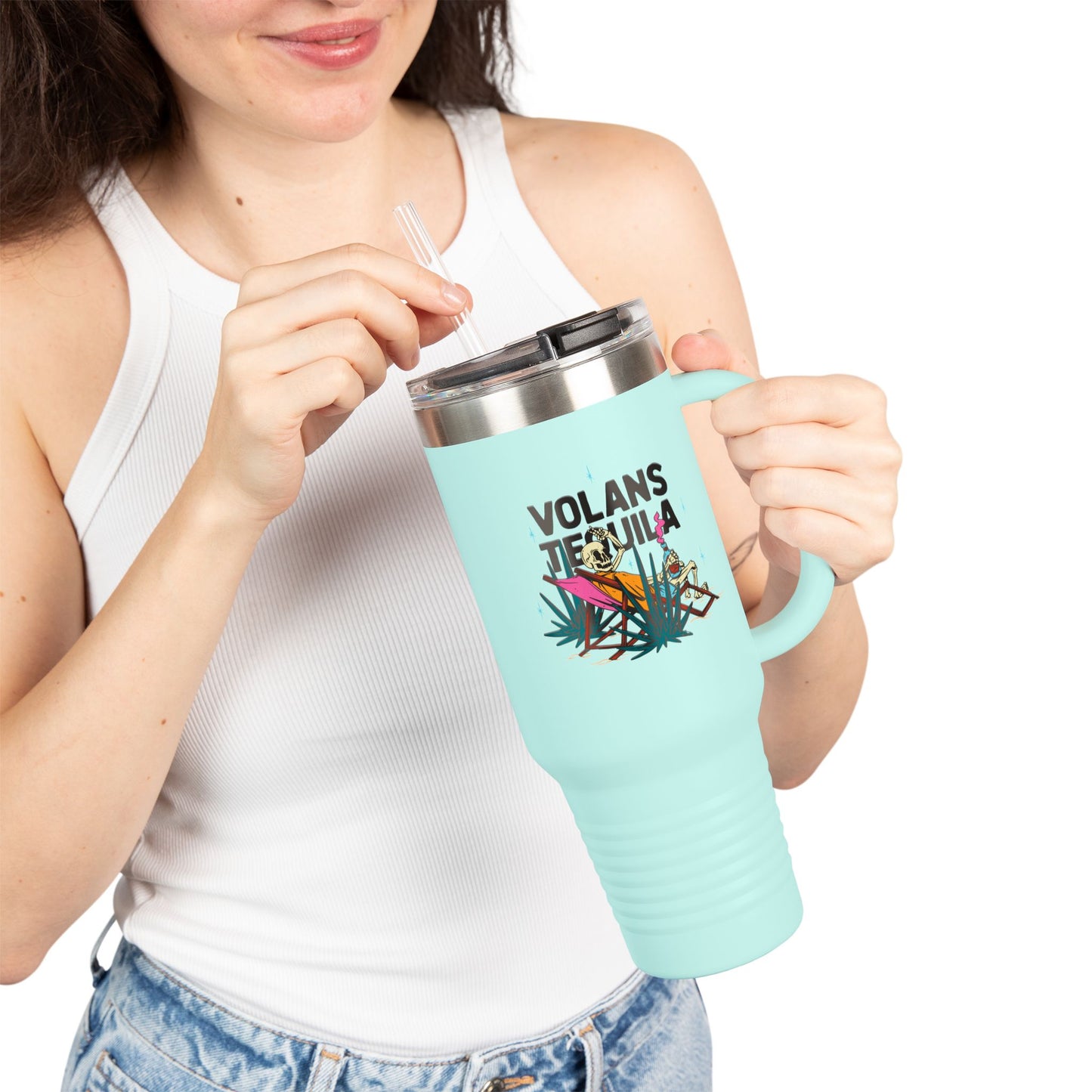 Insulated Travel Mug - Volans Tequila Design, 40oz Adventure Companion