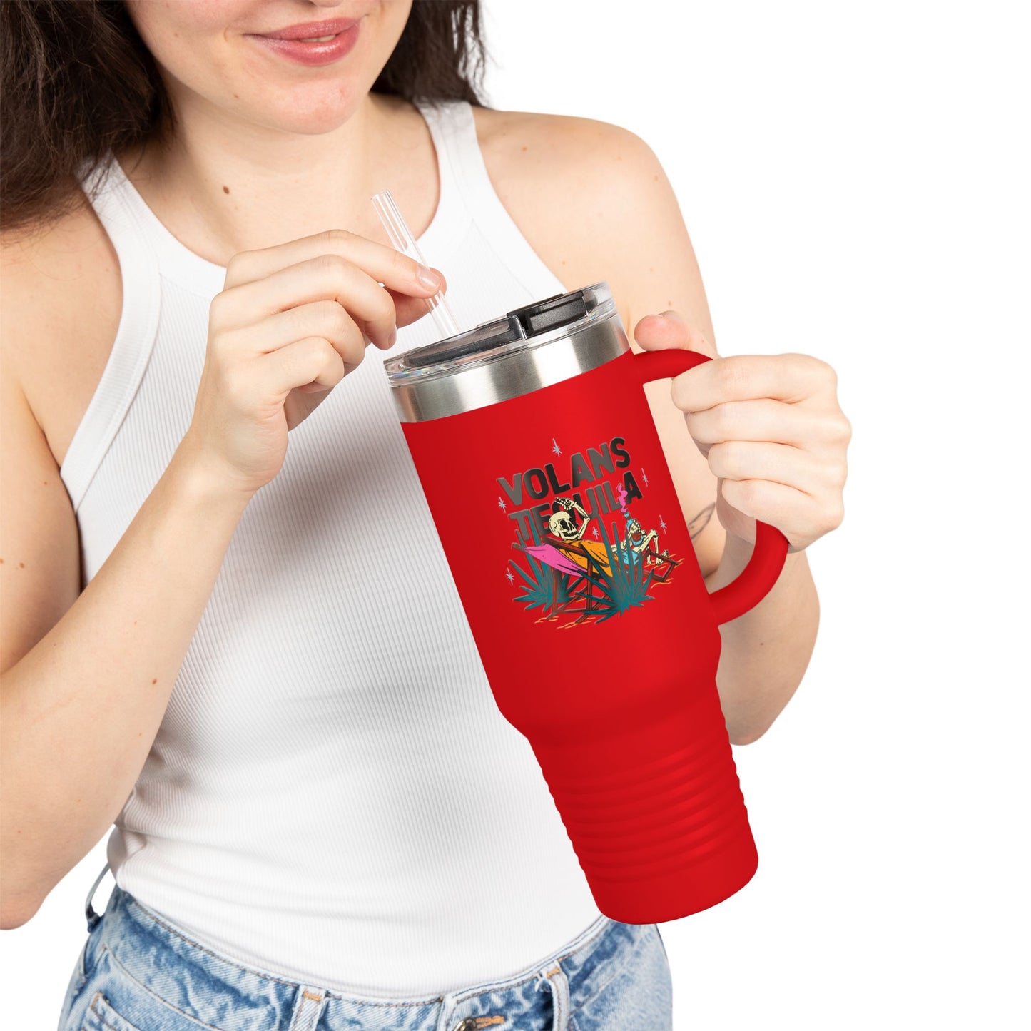 Insulated Travel Mug - Volans Tequila Design, 40oz Adventure Companion