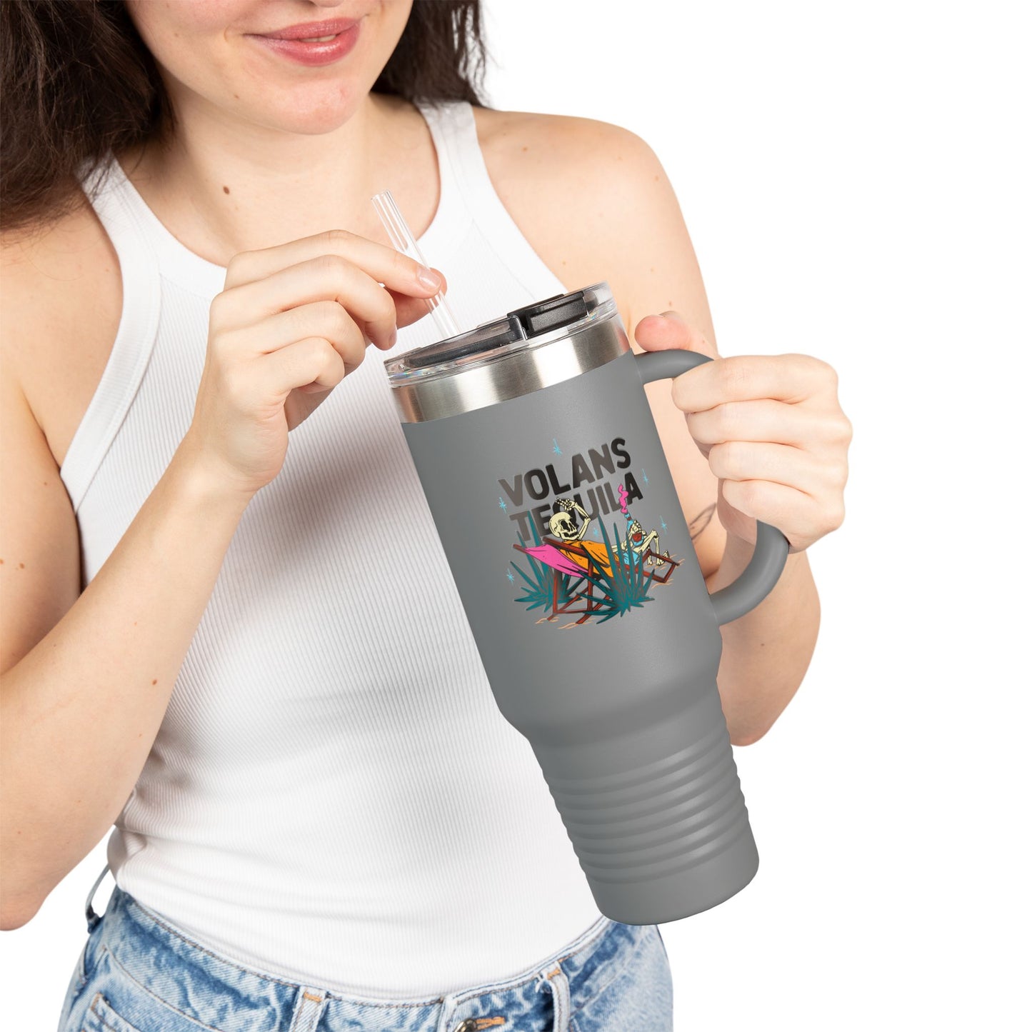 Insulated Travel Mug - Volans Tequila Design, 40oz Adventure Companion