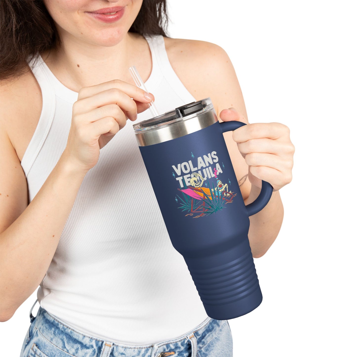 Insulated Travel Mug - Volans Tequila Design, 40oz Adventure Companion